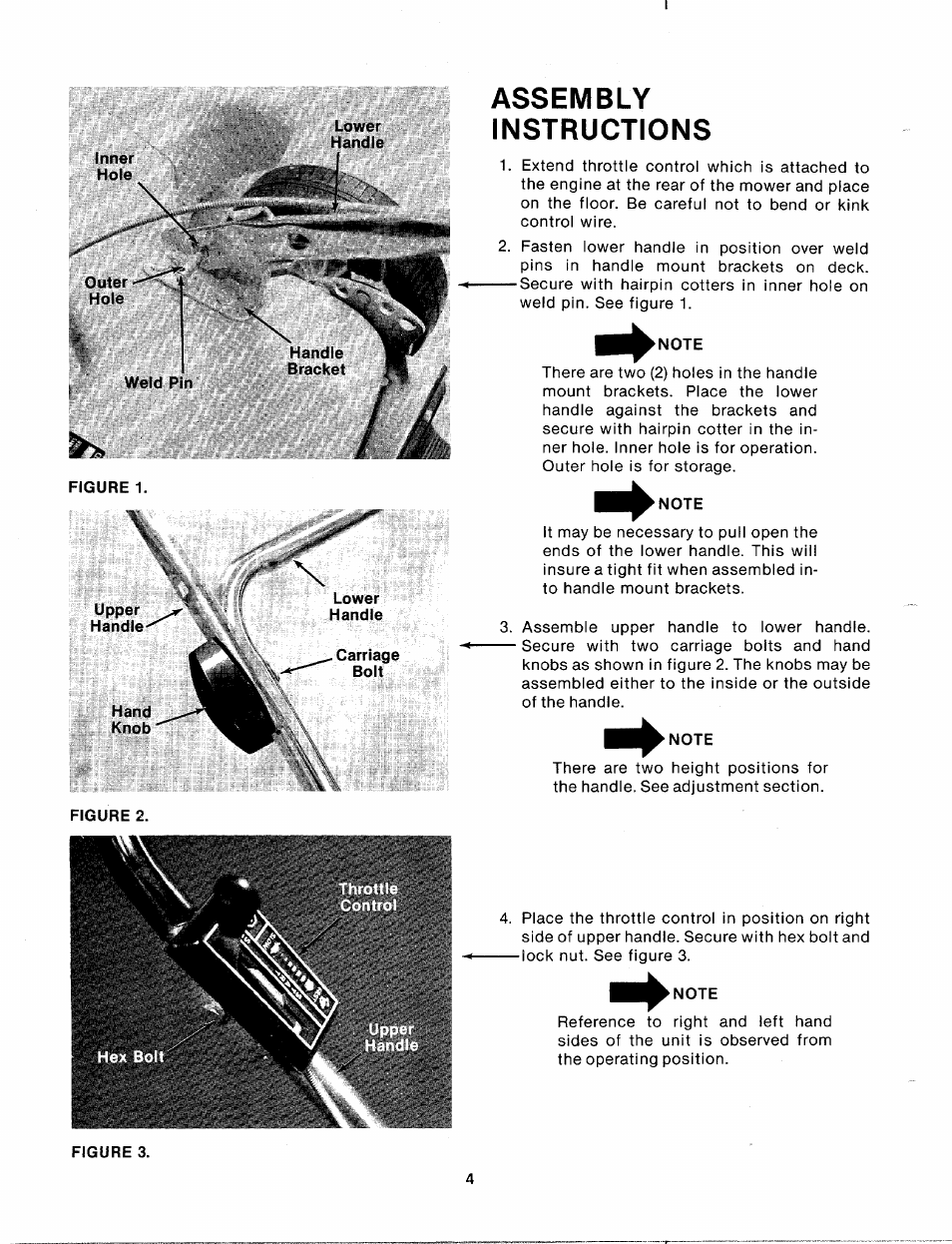 Assembly, Instructions, Note | Assembly instructions | MTD 110-152A User Manual | Page 4 / 14