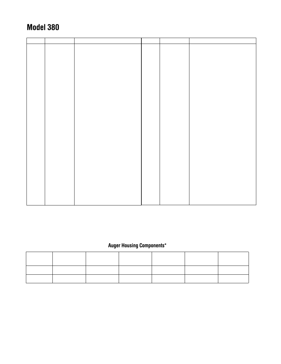 Model 380, Auger housing components | MTD 380 User Manual | Page 19 / 20