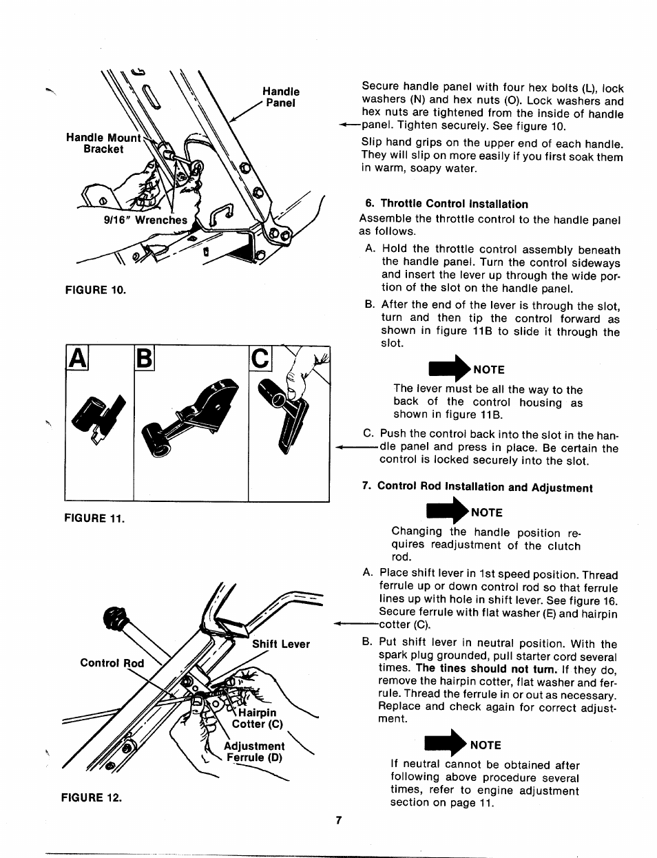 Throttle control installation, Note, Control rod installation and adjustment | MTD 215-386-000 User Manual | Page 7 / 20