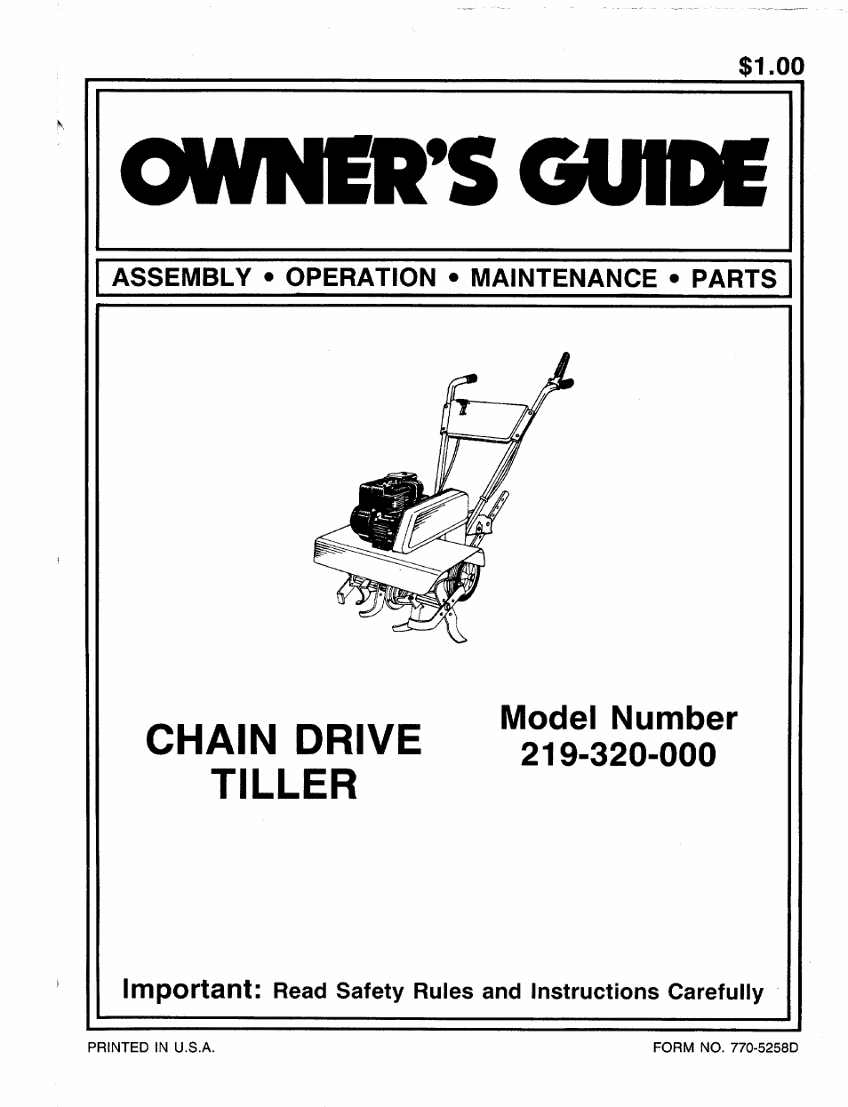 MTD 219-320-000 User Manual | 20 pages