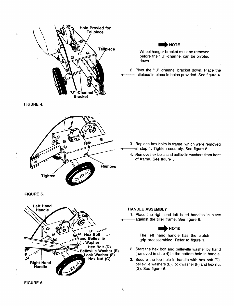 U”-channel bracket, Note, Handle assembly | MTD 219-320-000 User Manual | Page 5 / 20