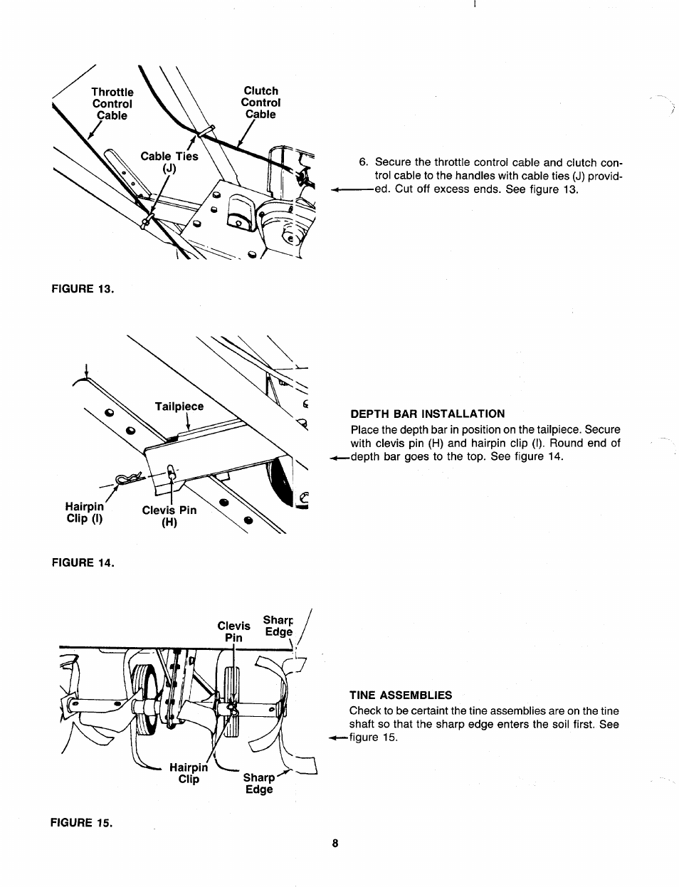 Depth bar installation, Tine assemblies | MTD 219-320-000 User Manual | Page 8 / 20