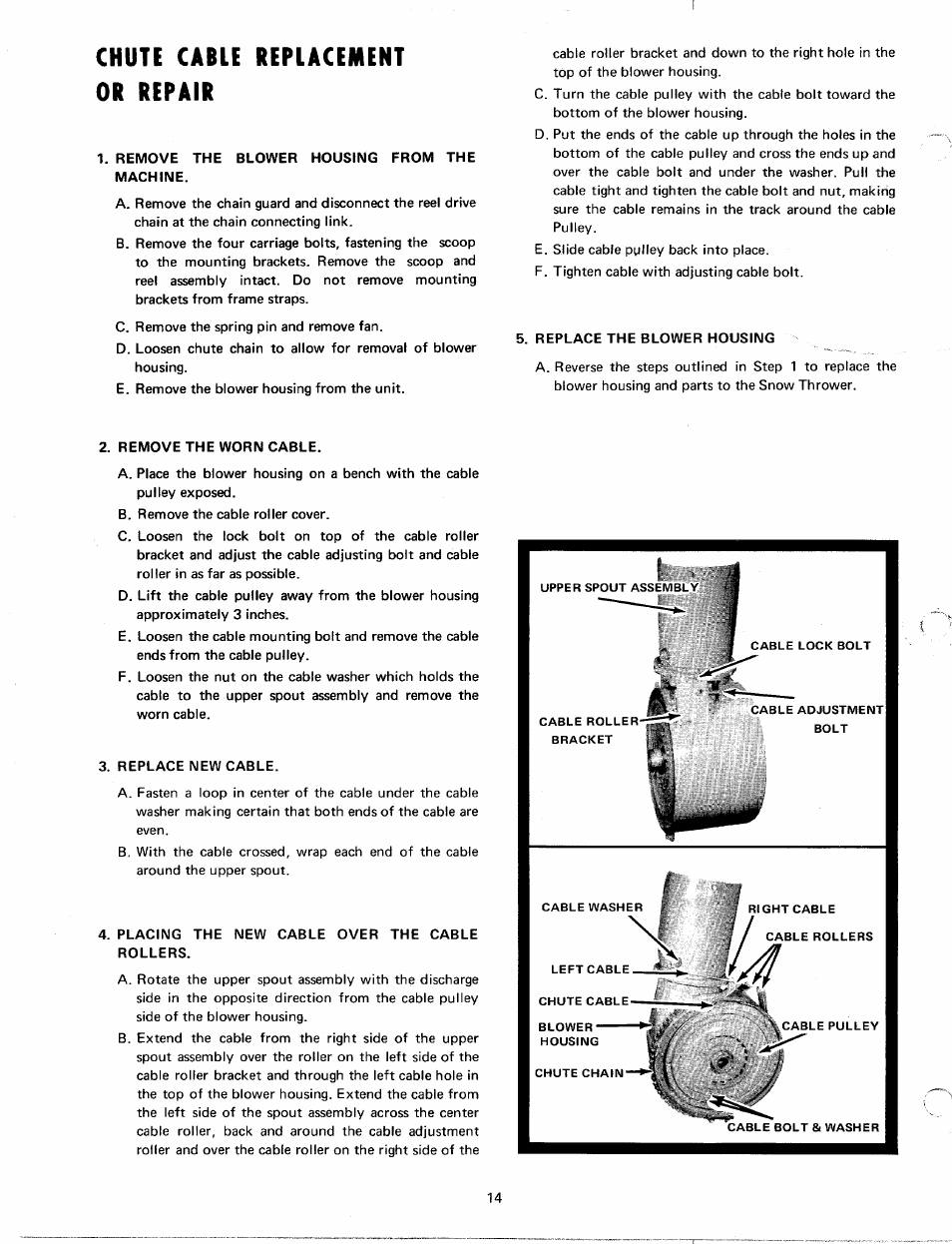 Chute cable replacement or repair | MTD Yard-Man 7090-1 User Manual | Page 13 / 14