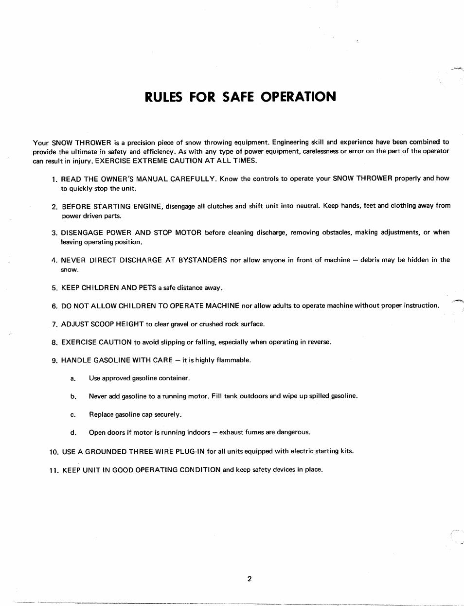 Rules for safe operation | MTD Yard-Man 7090-1 User Manual | Page 2 / 14