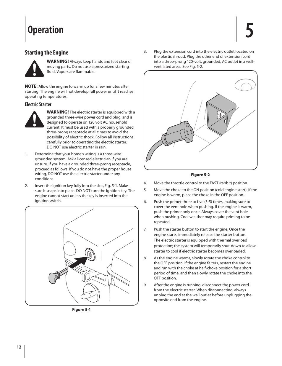 Operation, Starting the engine | MTD 2N1 User Manual | Page 12 / 28