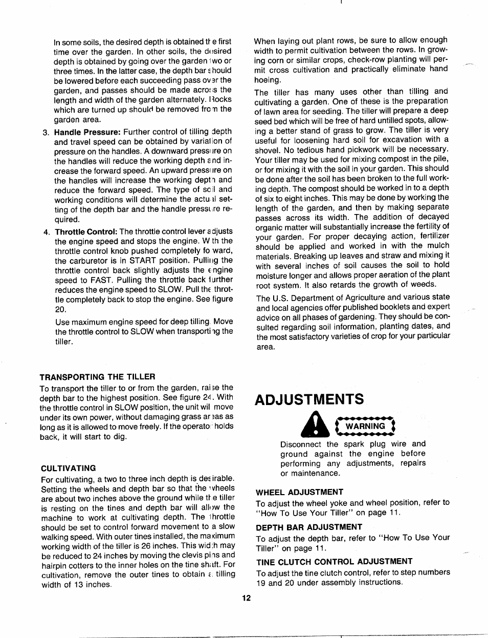 Adjustments | MTD 217-310-000 User Manual | Page 12 / 20