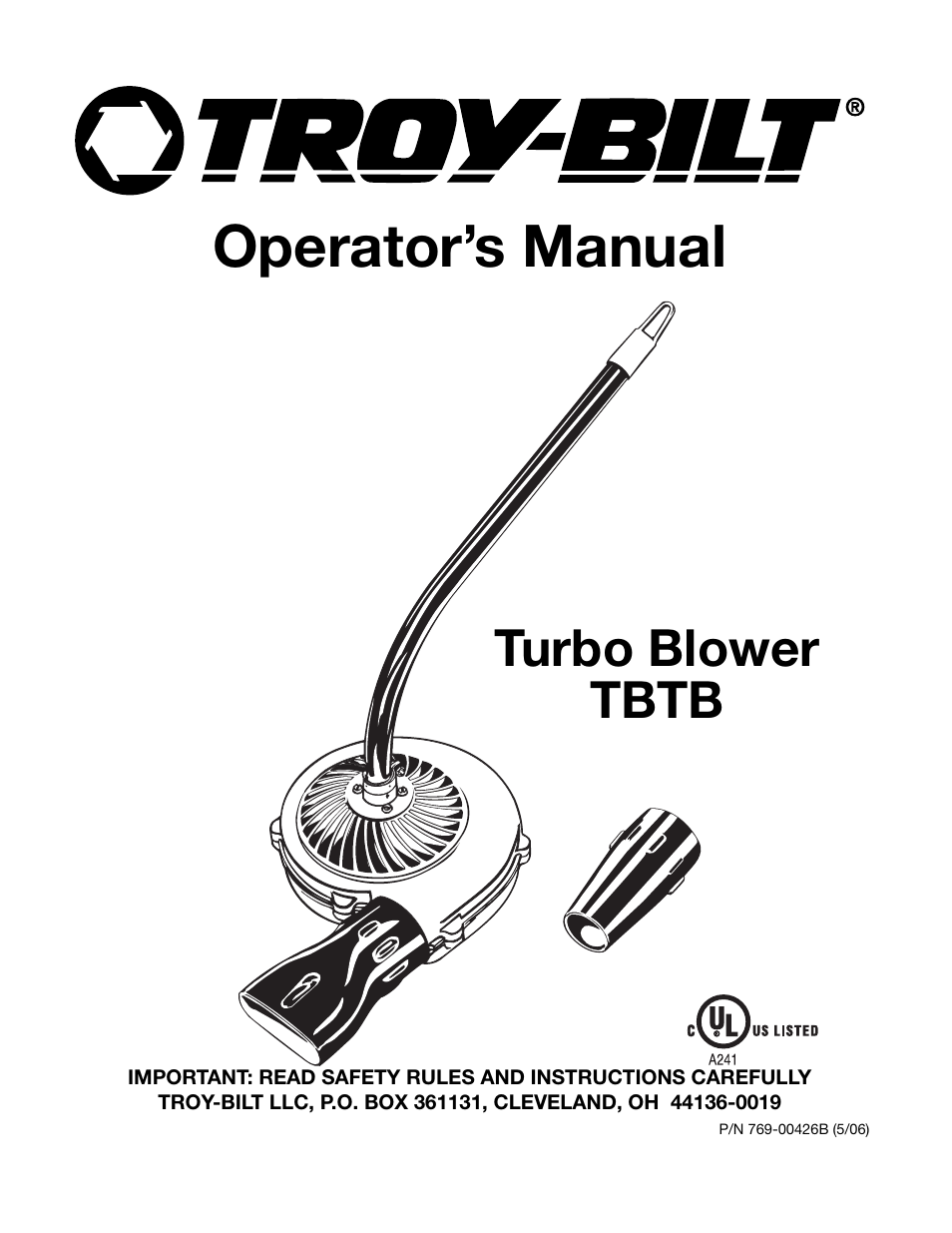 MTD TBTB User Manual | 36 pages