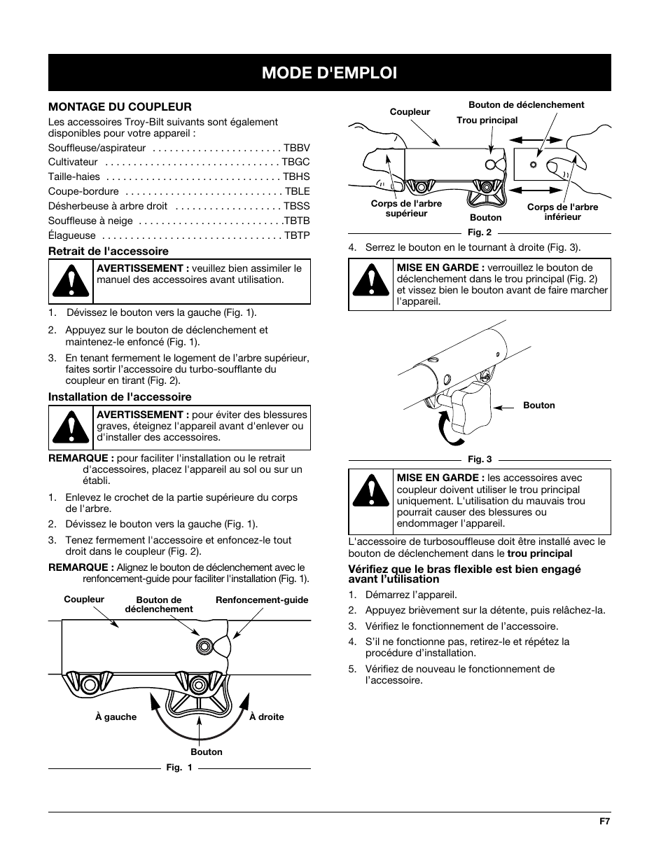 Mode d'emploi | MTD TBTB User Manual | Page 19 / 36