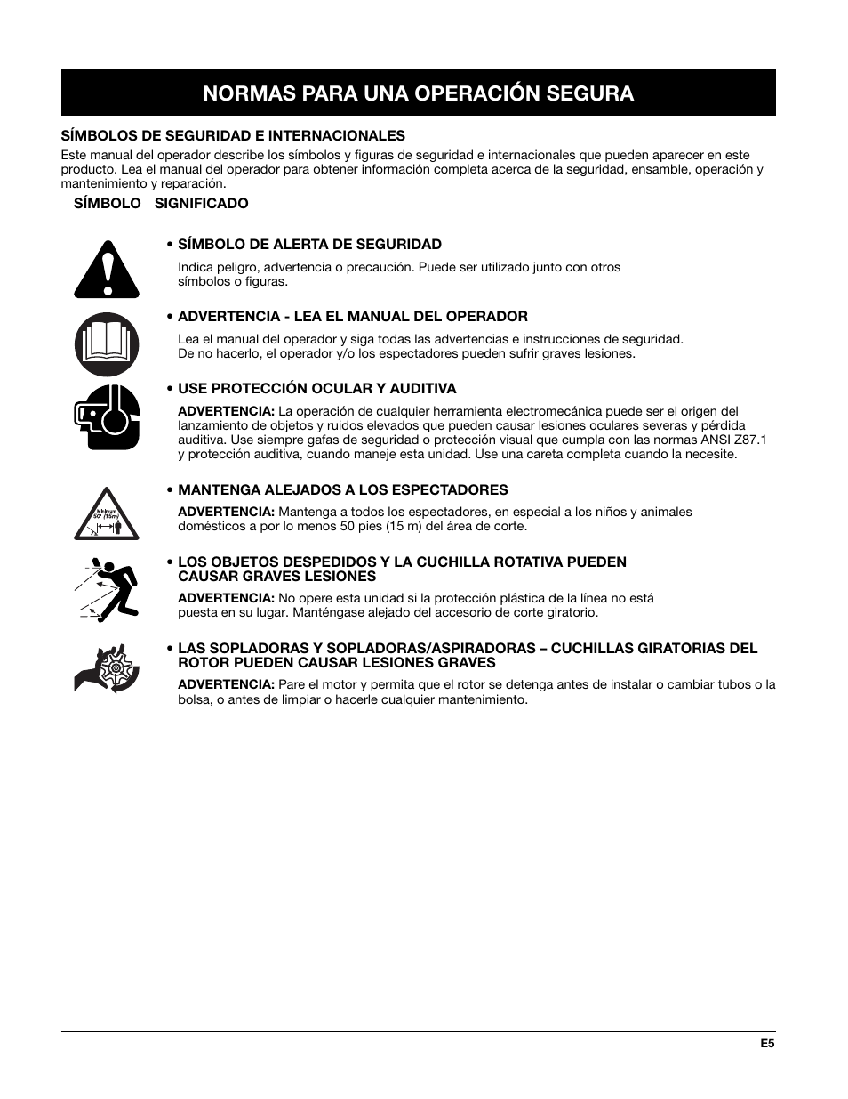 Normas para una operación segura | MTD TBTB User Manual | Page 29 / 36