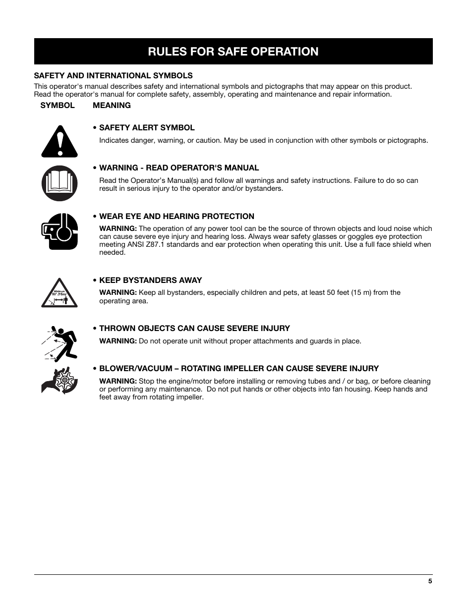 Rules for safe operation | MTD TBTB User Manual | Page 5 / 36