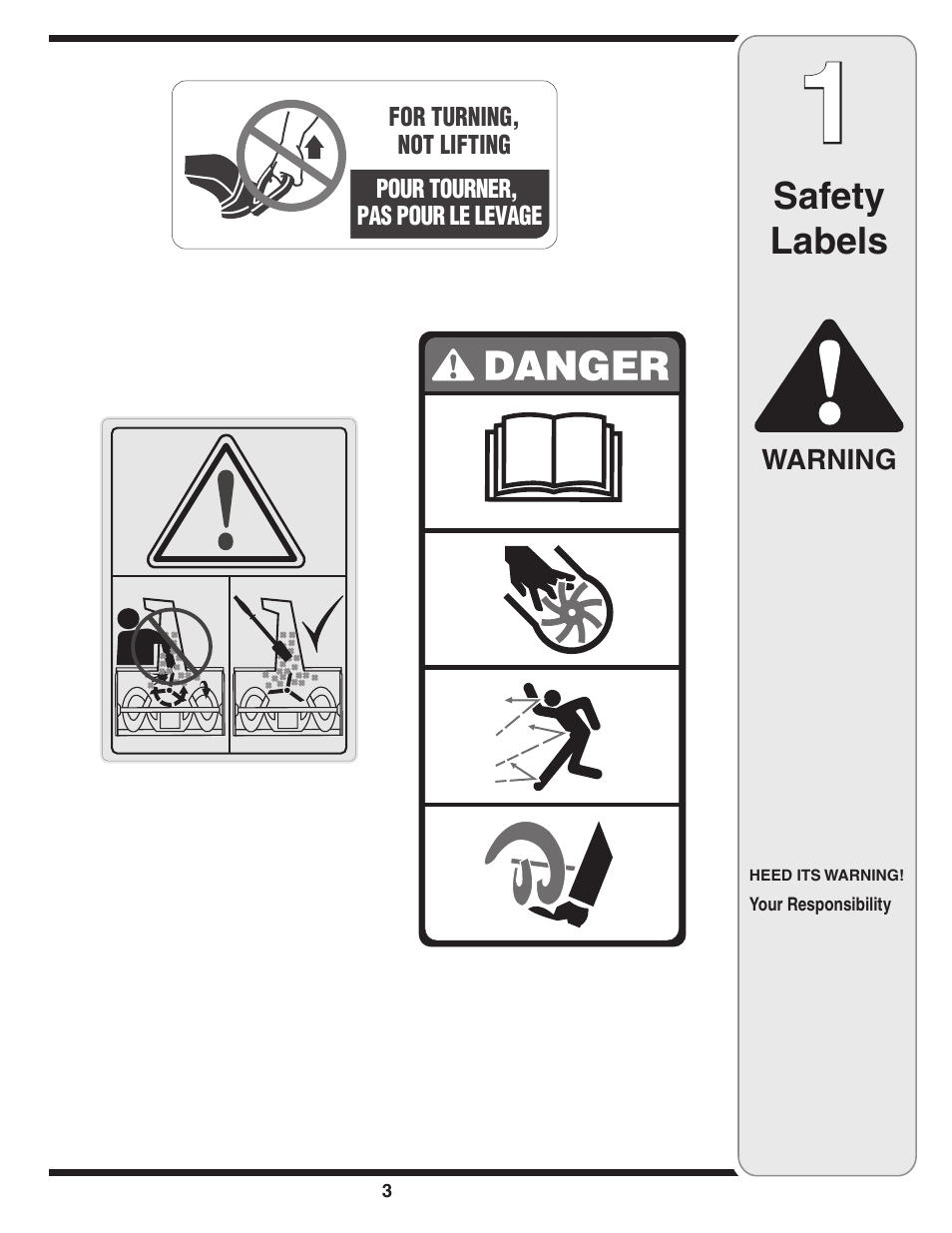 Safety labels | MTD Single-Stage Snow Thrower User Manual | Page 3 / 32