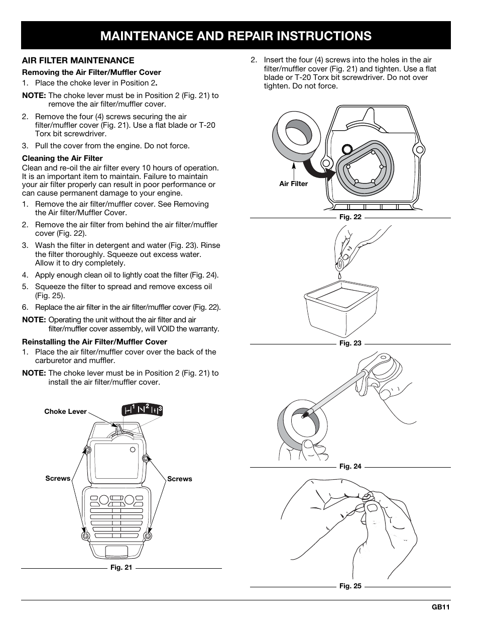 Maintenance and repair instructions | MTD BV3100 User Manual | Page 11 / 88