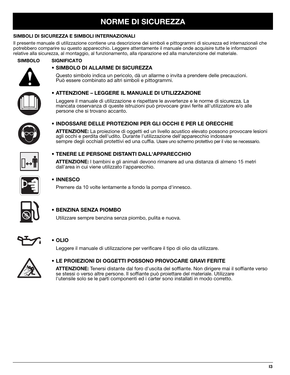 Norme di sicurezza | MTD BV3100 User Manual | Page 45 / 88