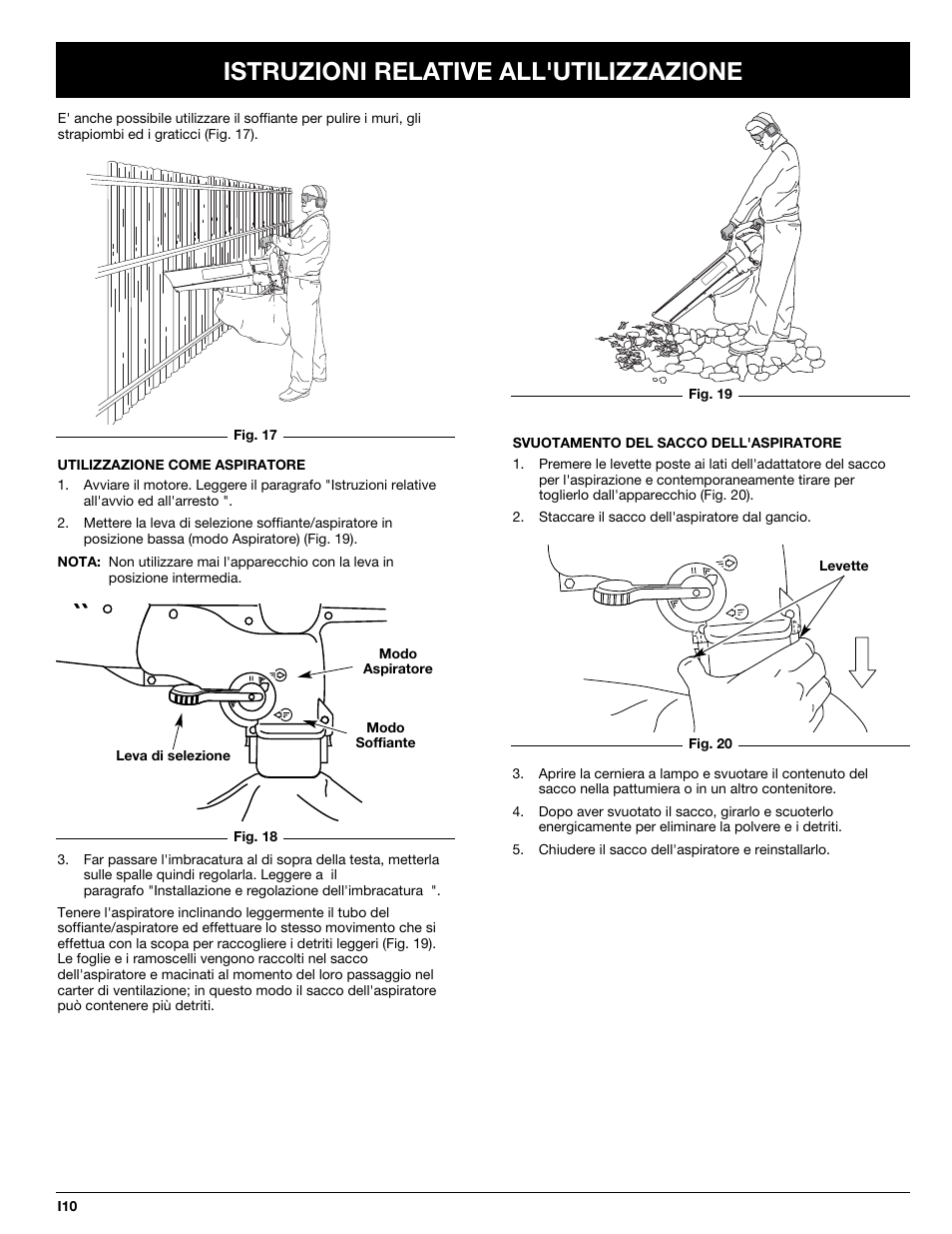 Istruzioni relative all'utilizzazione | MTD BV3100 User Manual | Page 52 / 88