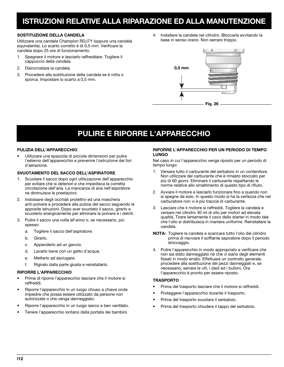 Pulire e riporre l'apparecchio | MTD BV3100 User Manual | Page 54 / 88
