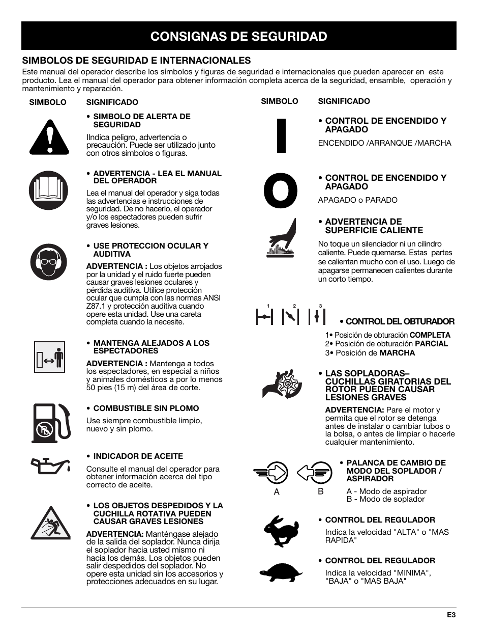 Consignas de seguridad | MTD BV3100 User Manual | Page 73 / 88