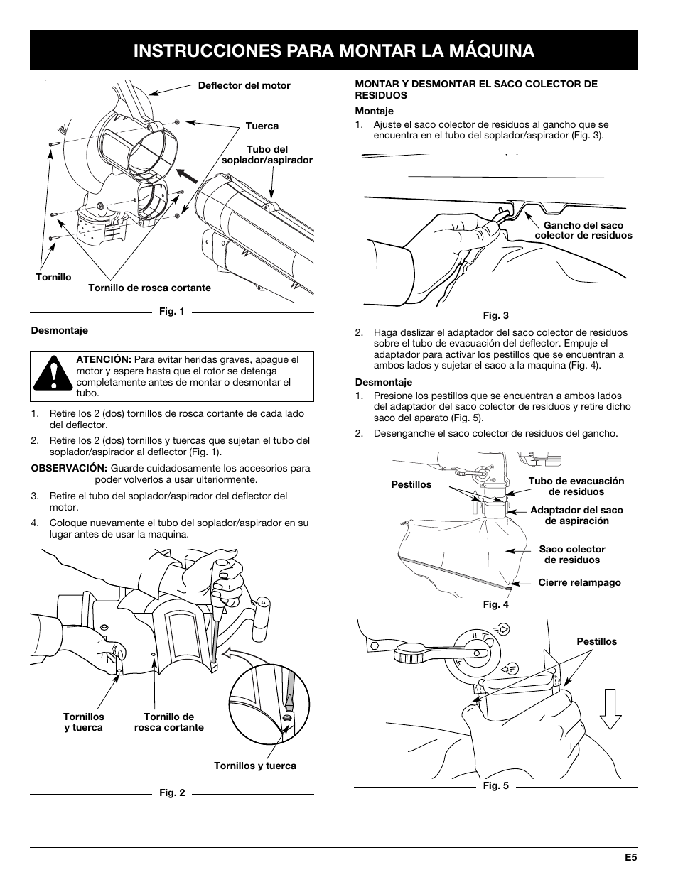 Instrucciones para montar la máquina | MTD BV3100 User Manual | Page 75 / 88