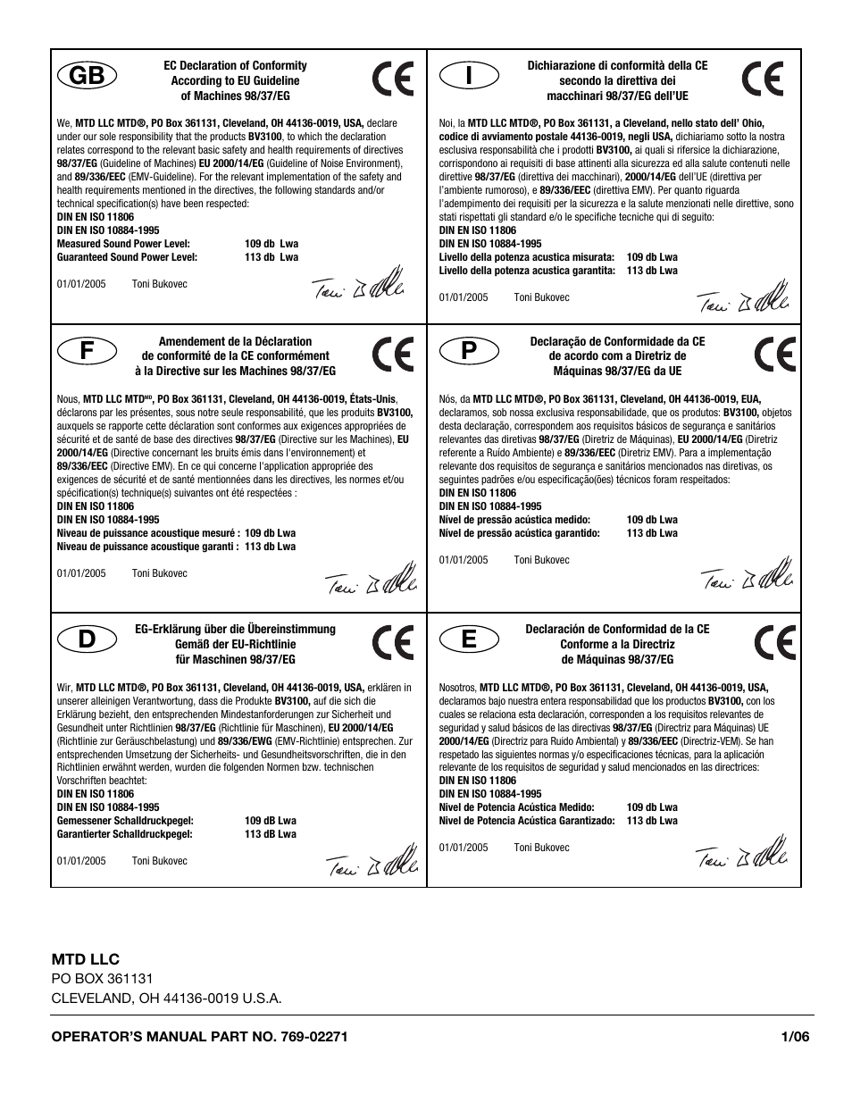 MTD BV3100 User Manual | Page 88 / 88