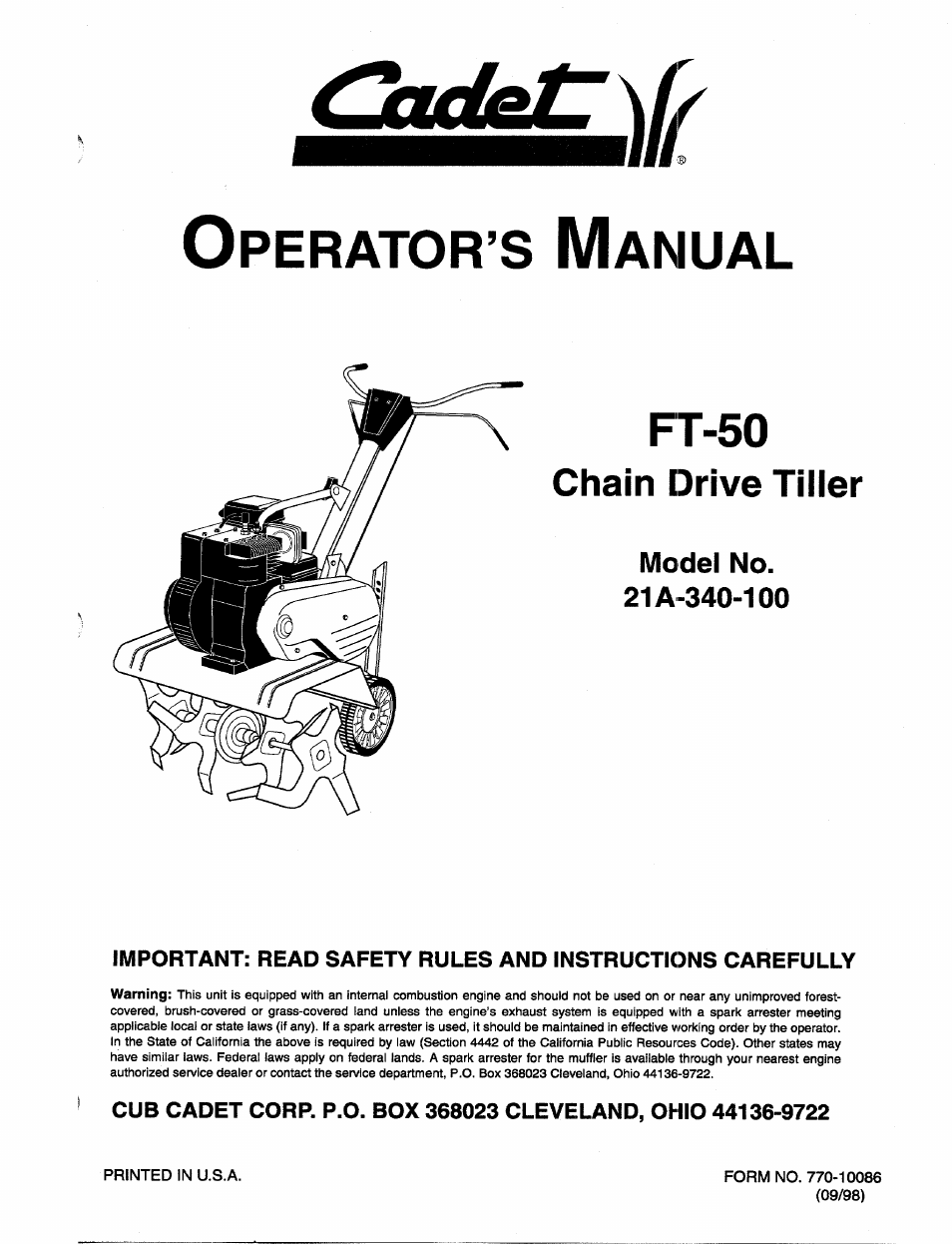 MTD 21A-340-100 User Manual | 20 pages