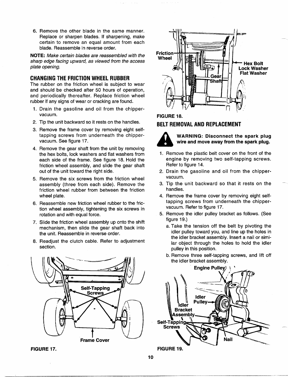 Changing the friction wheel rubber, Belt removal and replacement | MTD 315B User Manual | Page 10 / 12