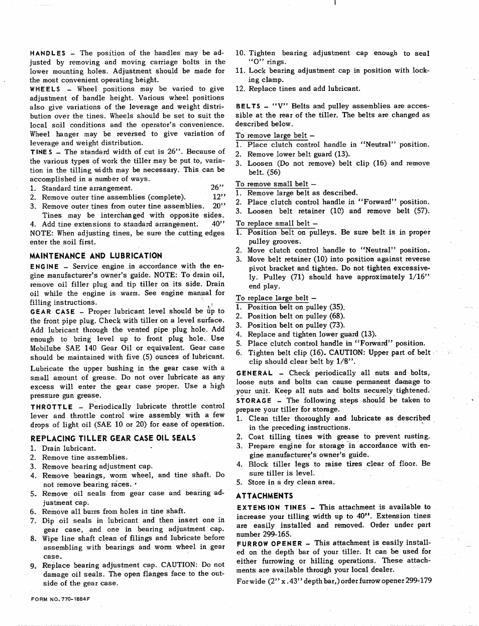 Maintenance and lubrication, Replacing tiller gear case oil seals, Attachments | MTD 219-360 User Manual | Page 8 / 8
