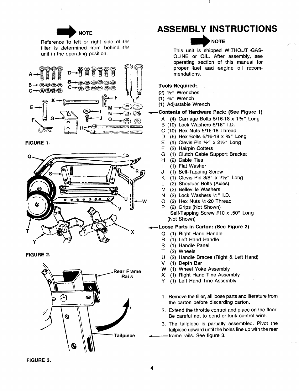 Assembly ijsjstructions, Assembly instructions | MTD 216-310-000 User Manual | Page 4 / 21