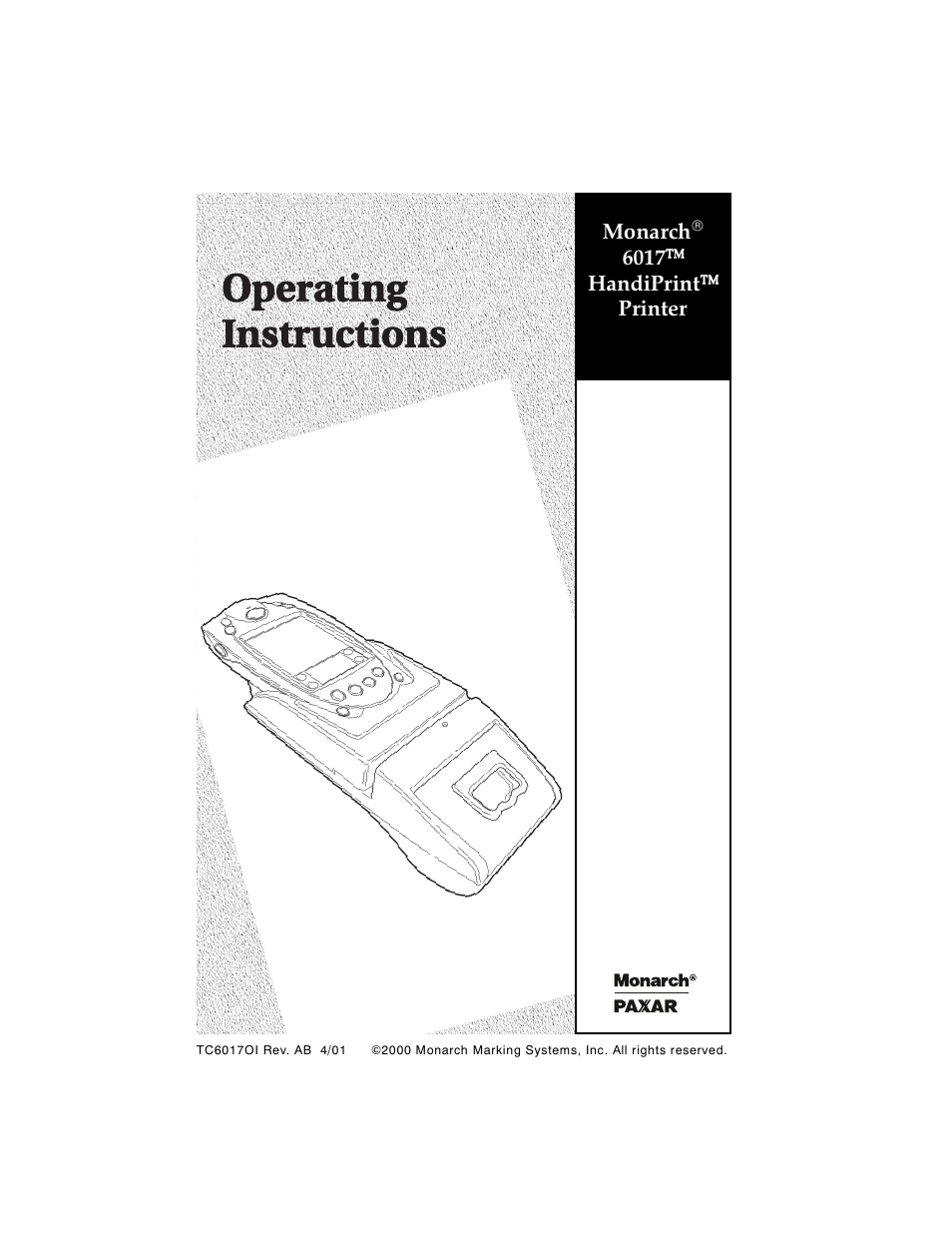 Monarch Instrument HANDIPRINT 6017 User Manual | 28 pages