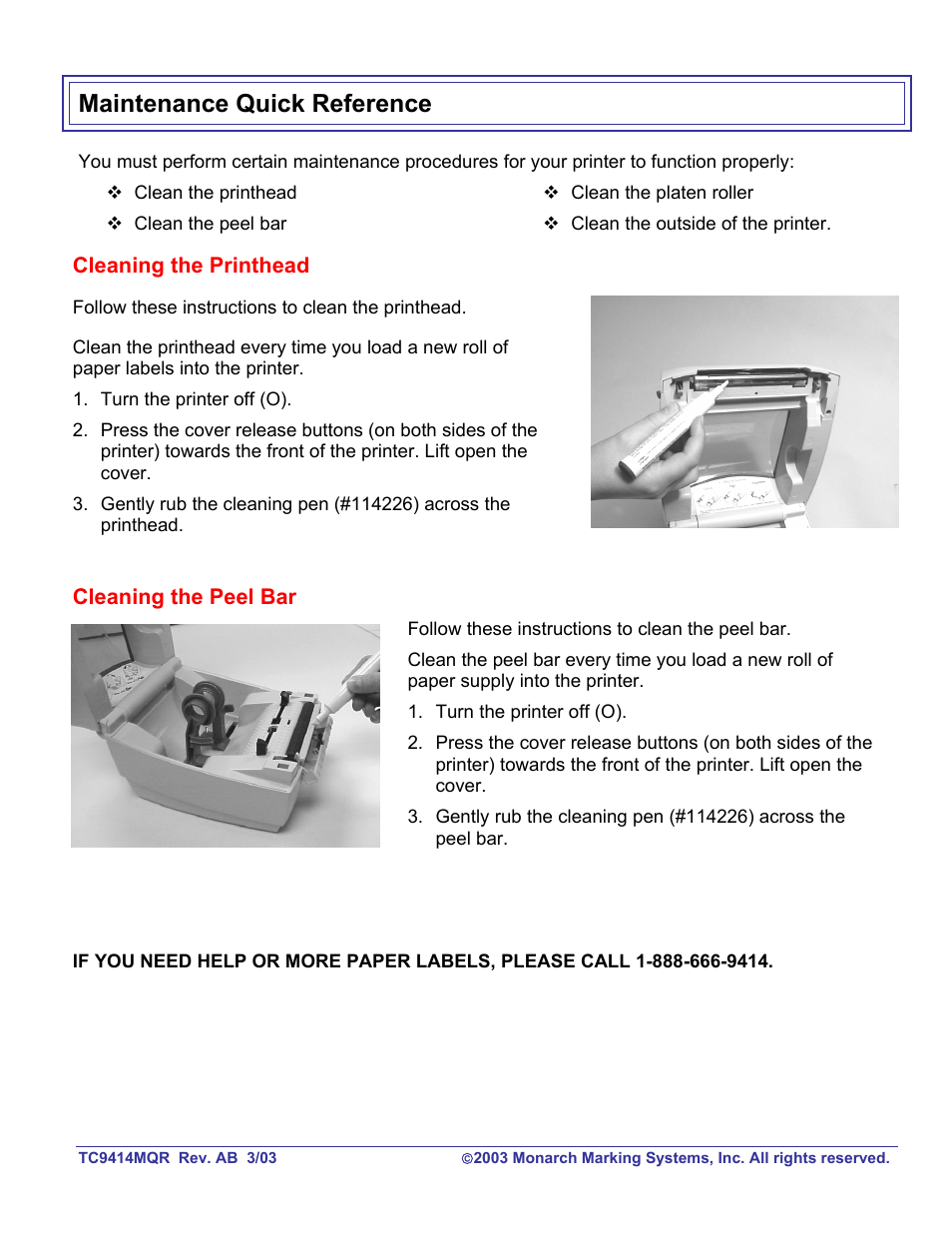 Monarch Instrument TC9414MQR User Manual | 2 pages