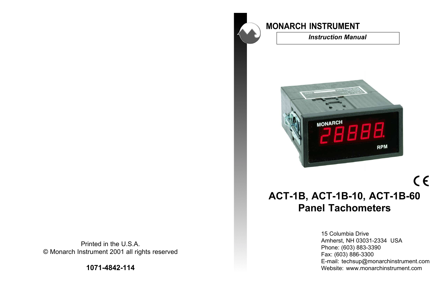 Monarch Instrument ACT-1B-60 User Manual | 8 pages