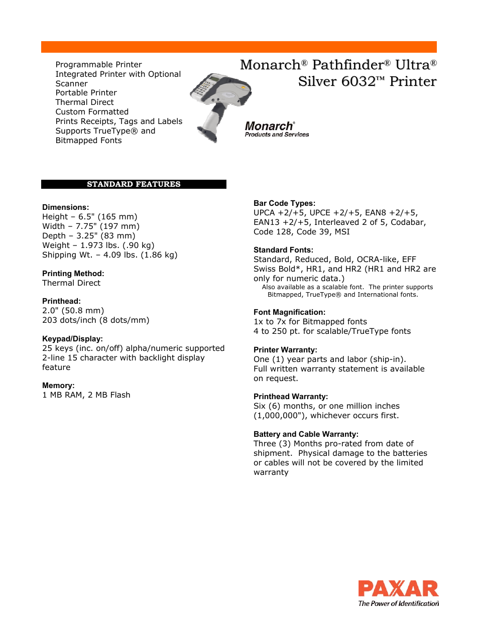 Monarch Instrument 6032 User Manual | 2 pages