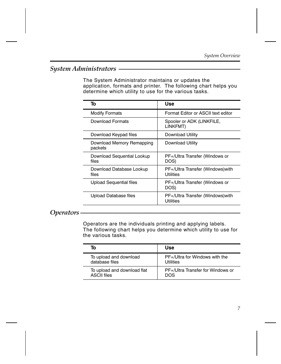 System administrators, Operators | Monarch Instrument PATHFINDER Ultra 6030TM User Manual | Page 9 / 12