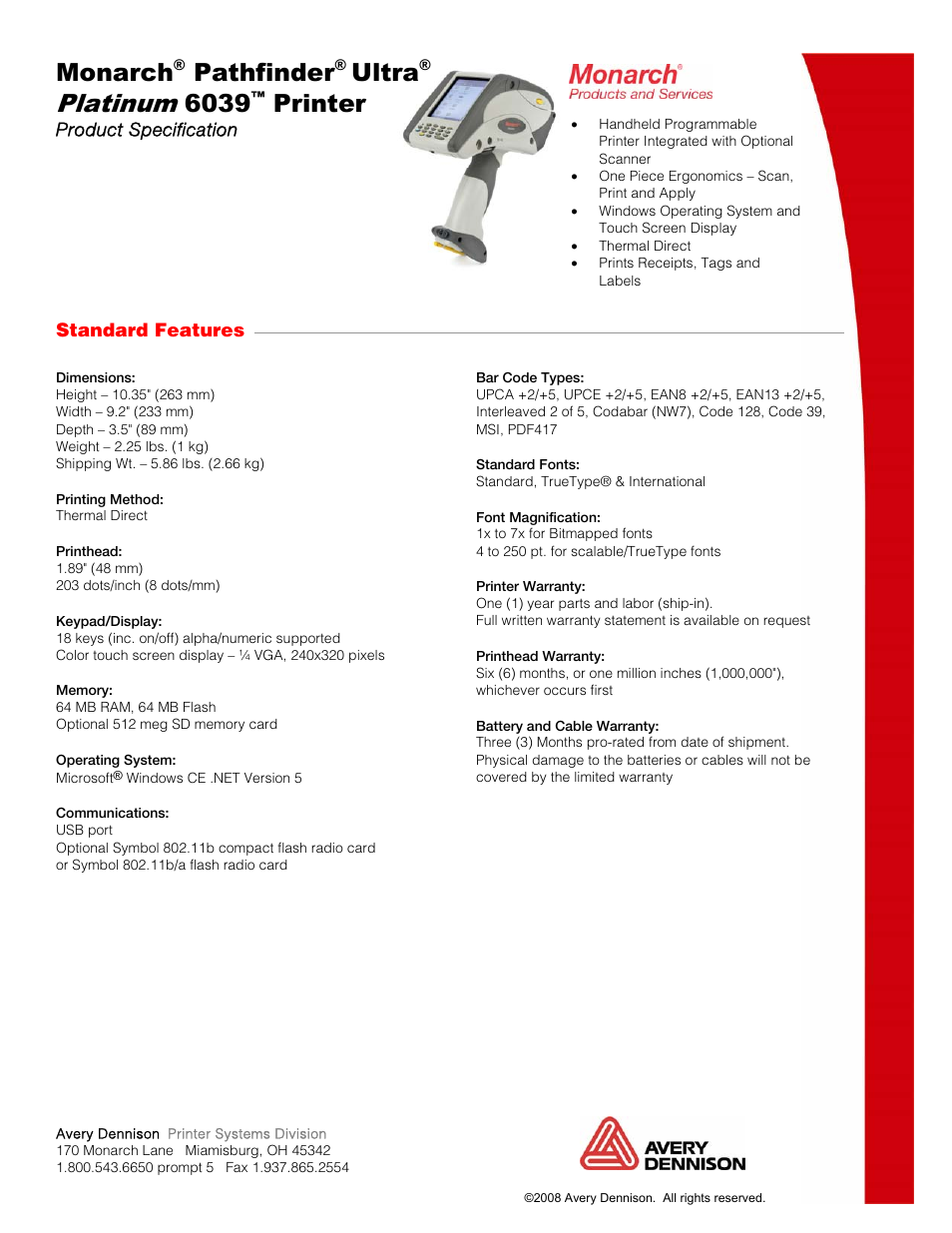 Monarch Instrument 6039 User Manual | 2 pages