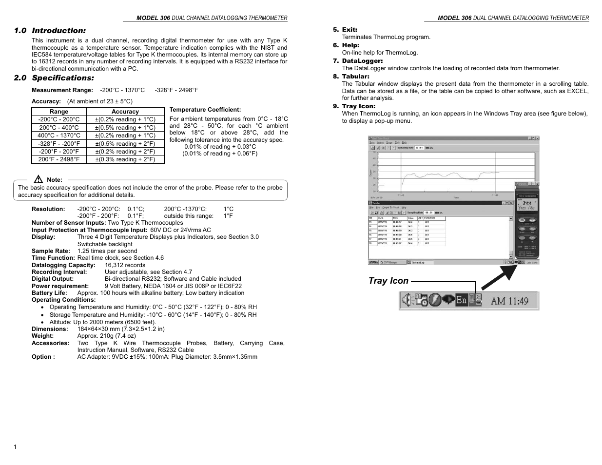 Tray icon | Monarch Instrument 306 User Manual | Page 4 / 6