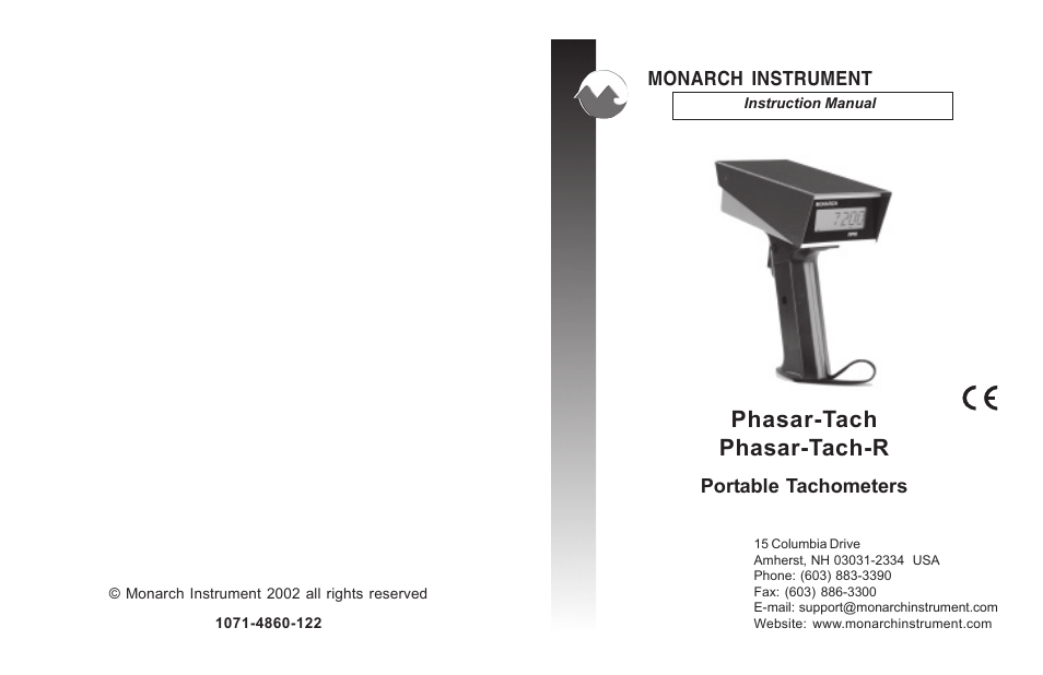 Monarch Instrument Phasar-Tach-R User Manual | 6 pages