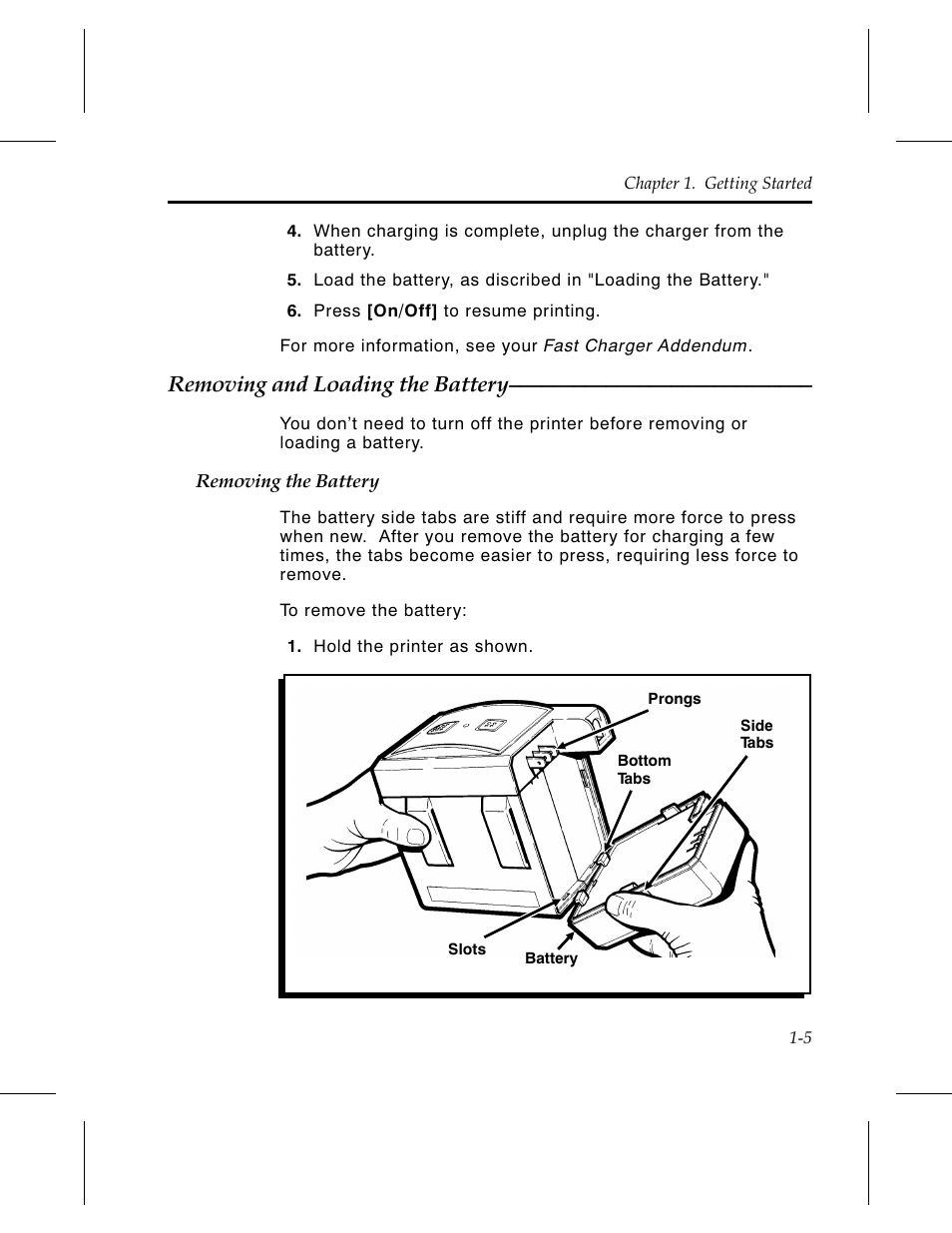 Removing and loading the battery | Monarch Instrument Paxar 9450 User Manual | Page 13 / 52