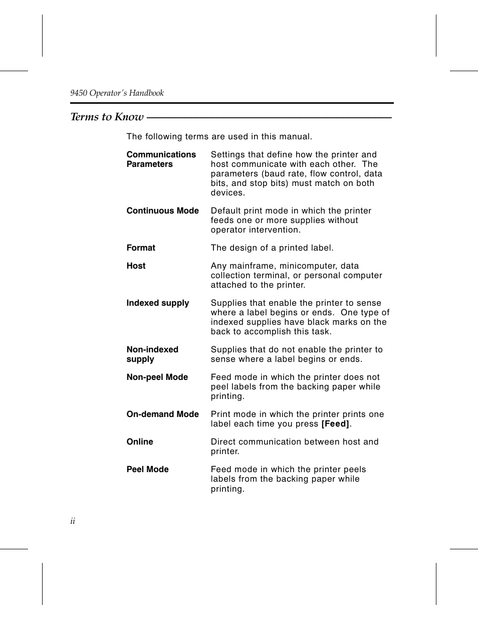 Terms to know | Monarch Instrument Paxar 9450 User Manual | Page 4 / 52