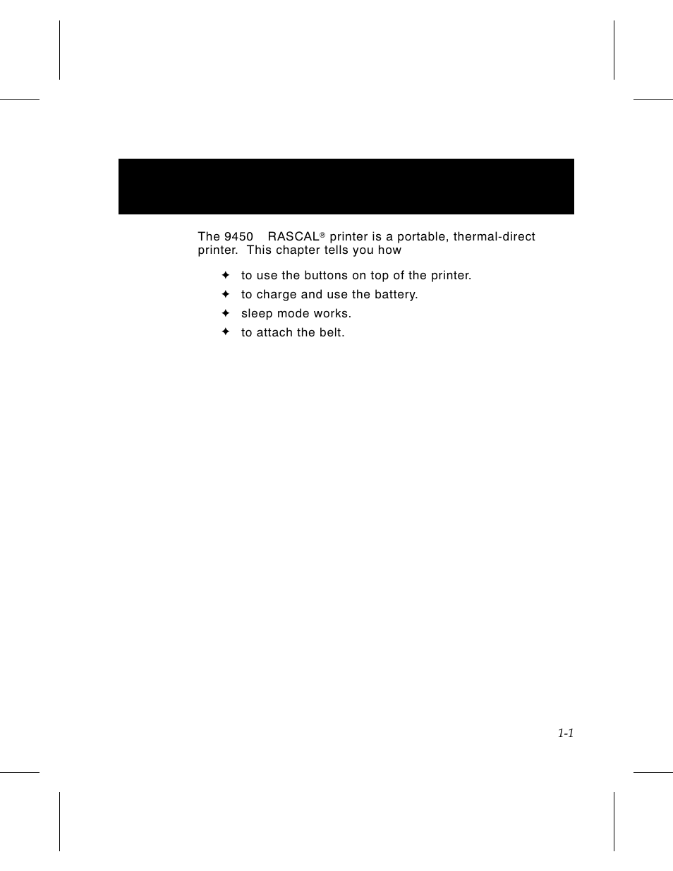 Chapter 1. getting started | Monarch Instrument Paxar 9450 User Manual | Page 9 / 52