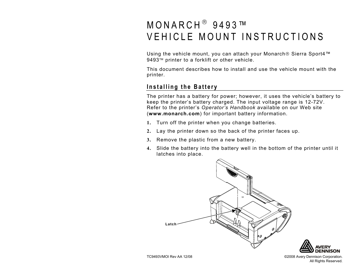 Monarch Instrument 9493 User Manual | 8 pages