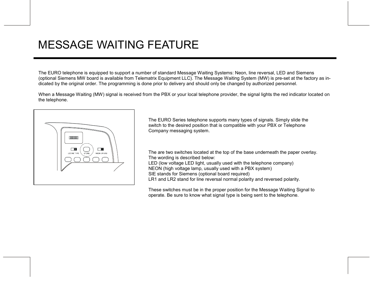 Message waiting feature | Marquis MW10 User Manual | Page 12 / 23