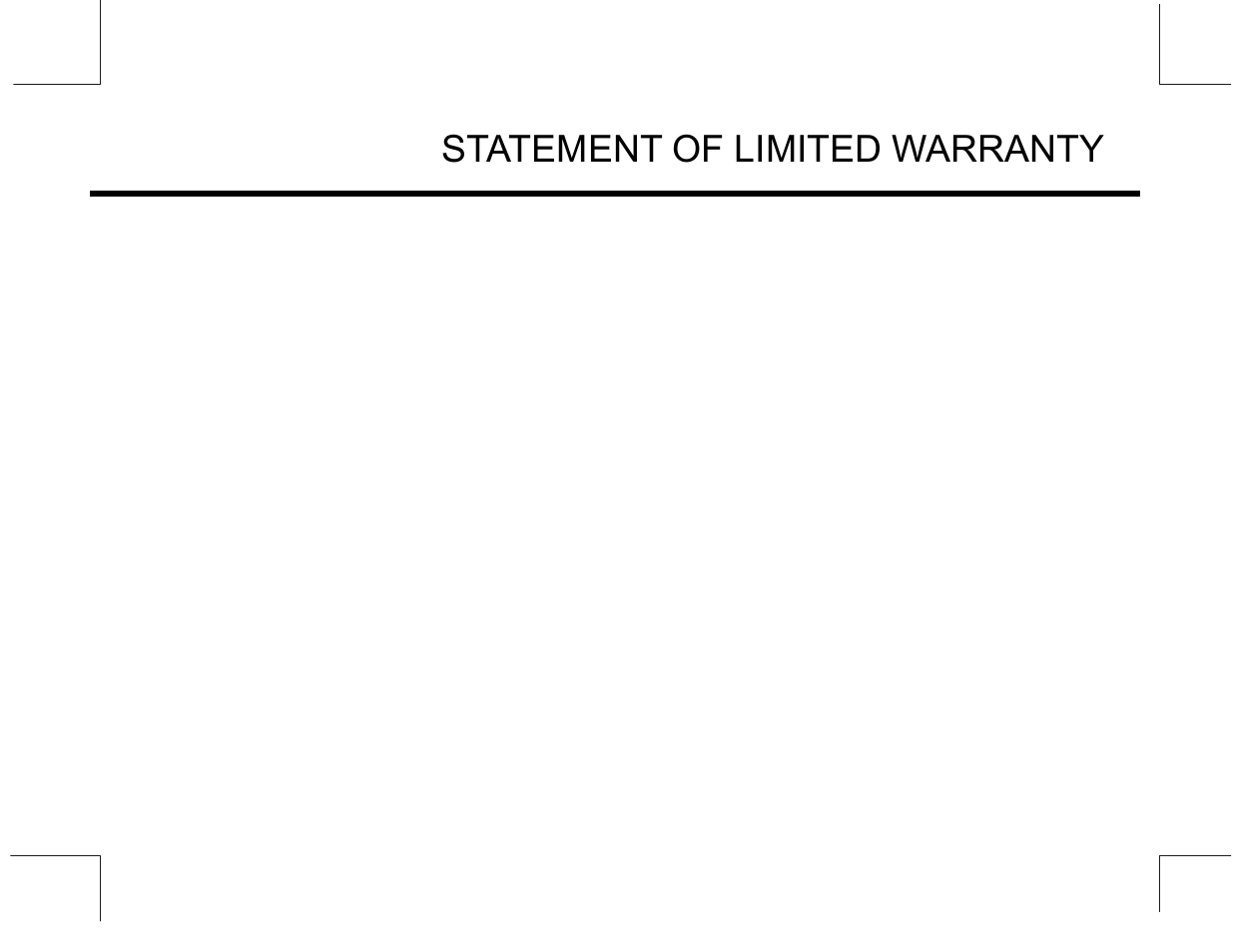 Statement of limited warranty | Marquis MW10 User Manual | Page 23 / 23
