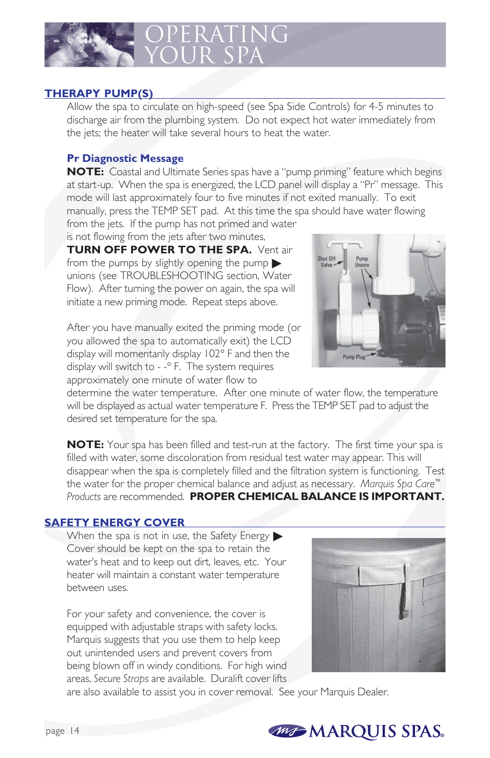 Operating your spa | Marquis Spas User Manual | Page 15 / 26