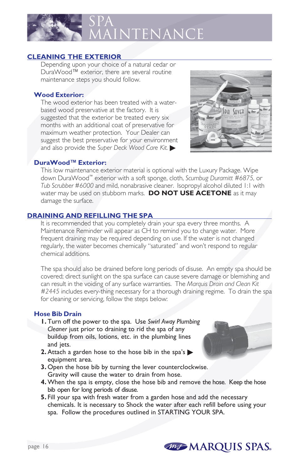 Spa maintenance | Marquis Spas User Manual | Page 17 / 26