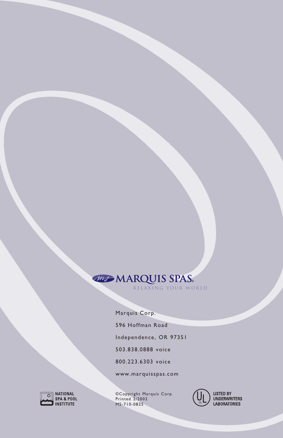Marquis Spas User Manual | Page 26 / 26
