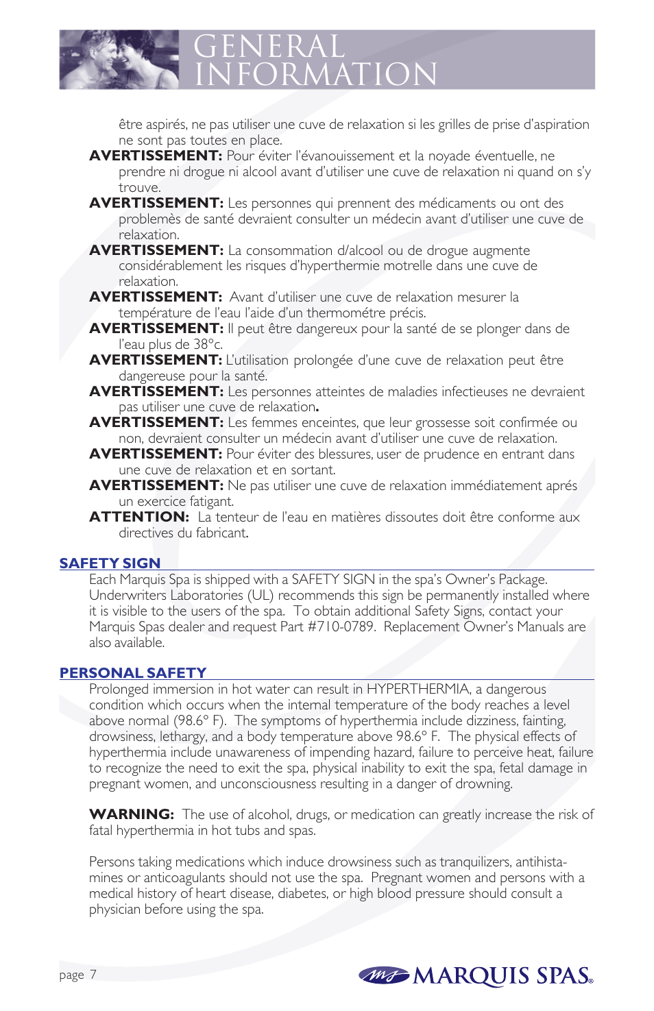 General information | Marquis Spas User Manual | Page 8 / 26