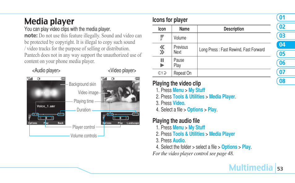 Multimedia media player | Matrix Hairstyles Cell Phone User Manual | Page 53 / 84