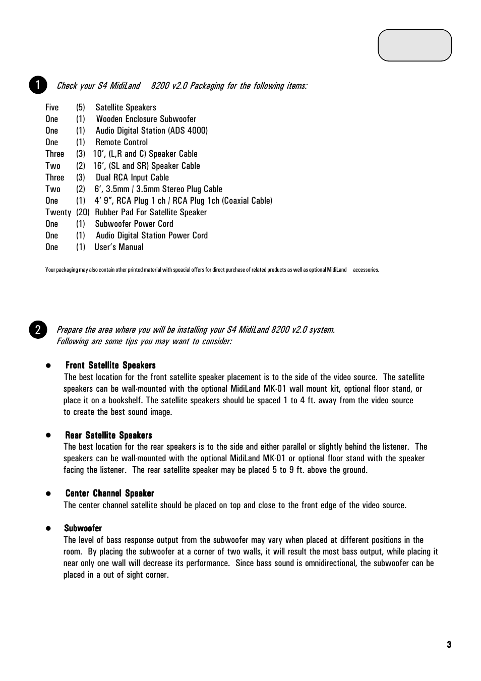 Setup | MidiLand 8200 User Manual | Page 3 / 11