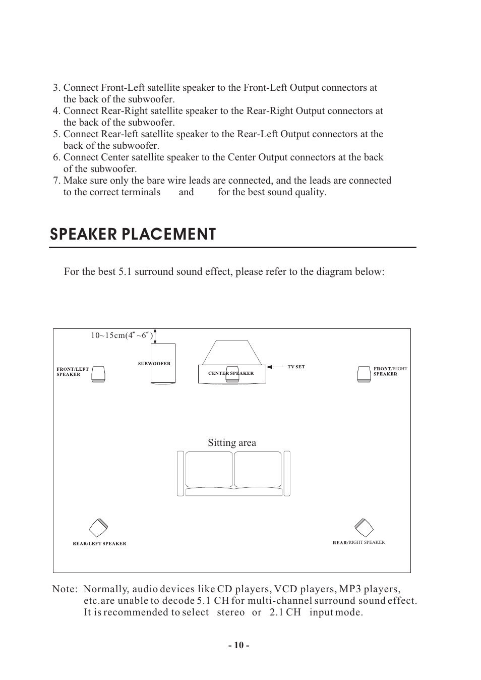 Т³10, Speaker placement | MidiLand MLi 750 User Manual | Page 10 / 13