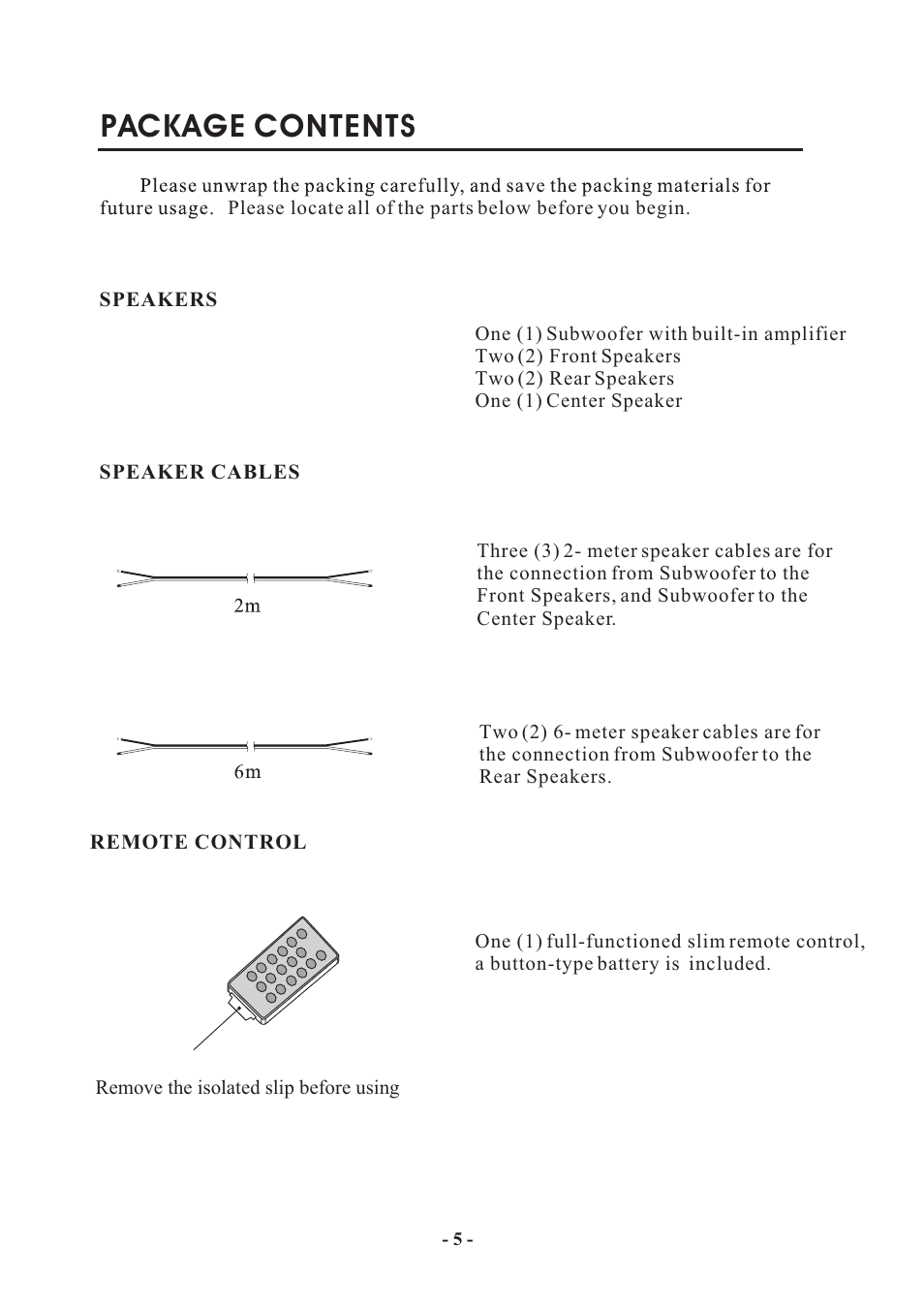 Package contents | MidiLand MLi 750 User Manual | Page 5 / 13
