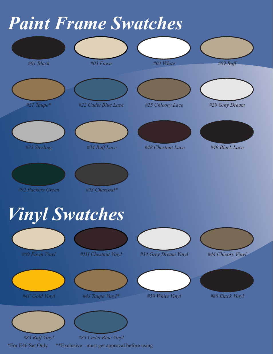 Paint frame swatches vinyl swatches | Meco Sudden Comfort E48 User Manual | Page 21 / 23