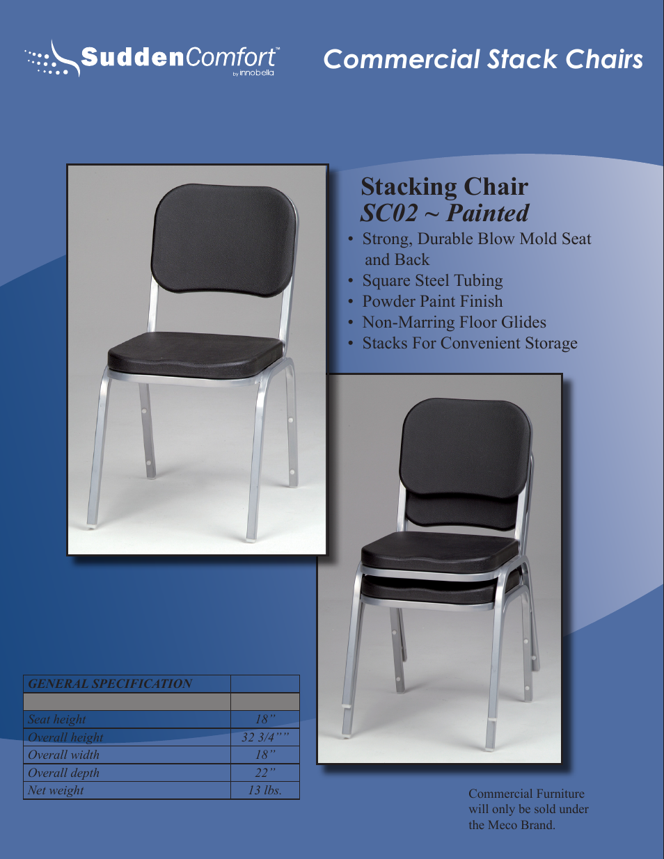 Commercial stack chairs, Stacking chair sc02 ~ painted | Meco Sudden Comfort E48 User Manual | Page 8 / 23